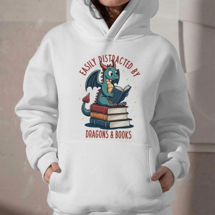 Dark Romance Romantasy Easily Distracted By Dragons & Books Graphic Youth Hoodie
