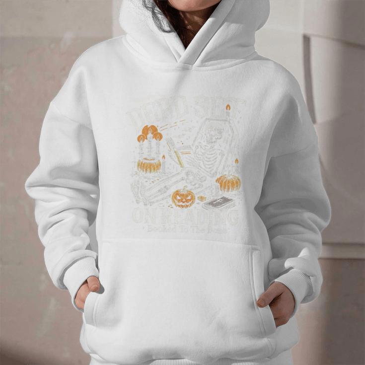 Dead Set On Reading Skeleton Halloween Book Lover Graphic Youth Hoodie