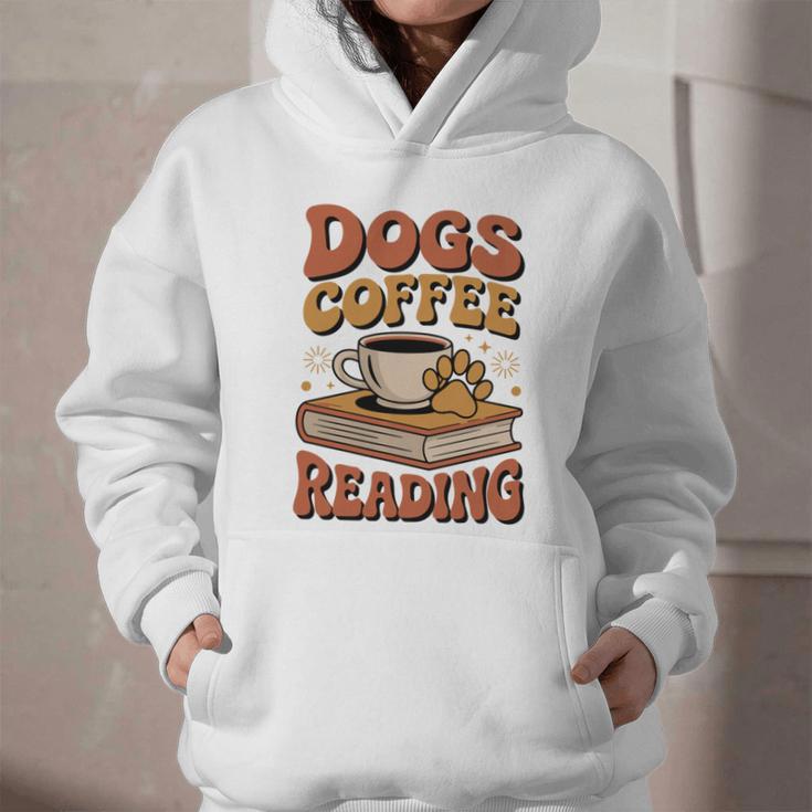 Dogs Coffee Reading Book Lover Graphic Youth Hoodie