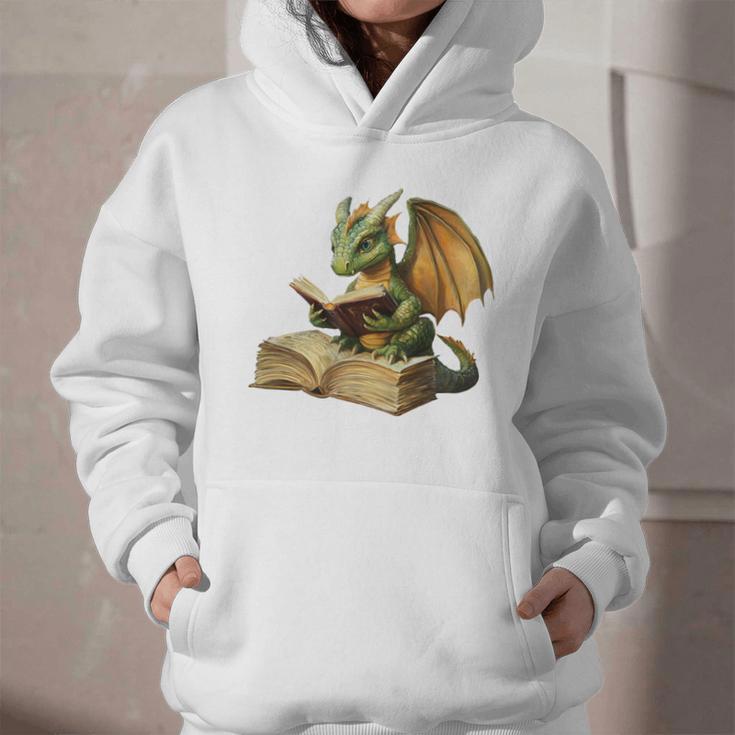 Dragon Bookworm Reading Book Graphic Graphic Youth Hoodie