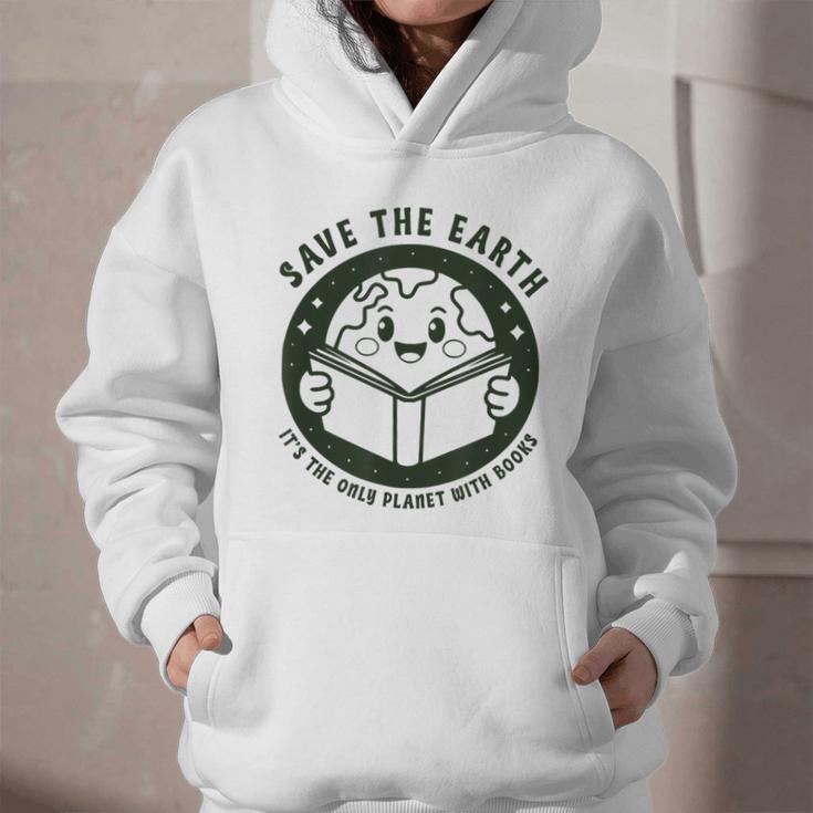 Earth Day 2025 Save Earth It´s Only Planet With Books Reader Graphic Youth Hoodie