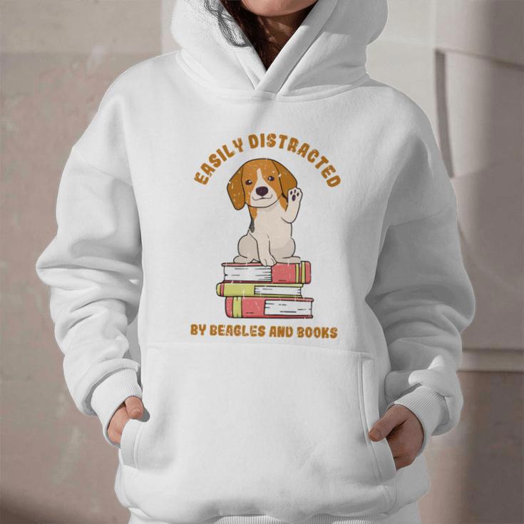 Easily Distracted By Beagles And Books Beagle Dog Graphic Youth Hoodie