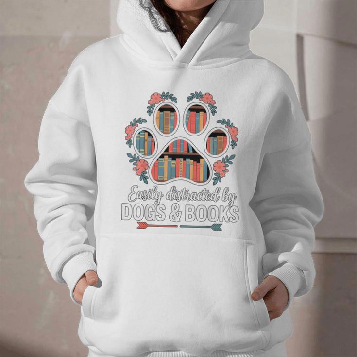 Easily Distracted By Dogs And Books Reading Graphic Youth Hoodie