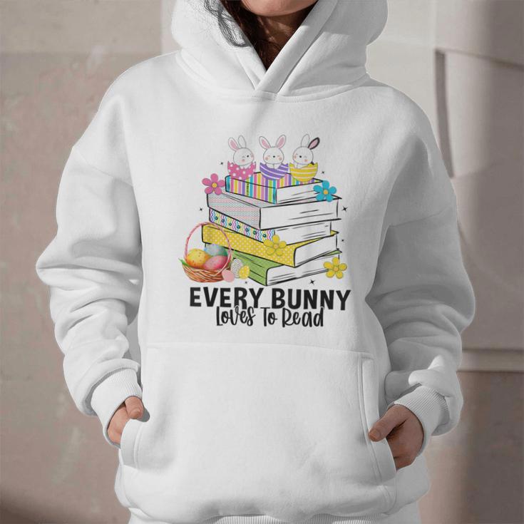 Every Bunny Loves To Read Easter Cute Reading Books Lover Graphic Youth Hoodie