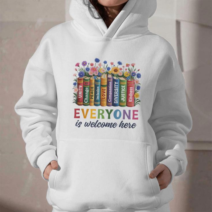 Everyone Is Welcome Here Floral Book LGBT Pride Equality Graphic Youth Hoodie