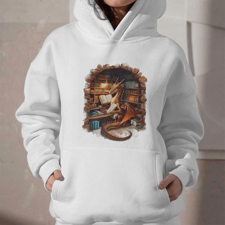 Fantasy Dragon Reading Book Lover Graphic Youth Hoodie