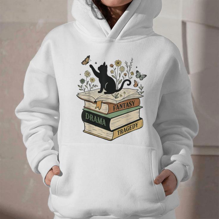 Fantasy Drama Tragedy Cat Book Lover Reading Humor Graphic Youth Hoodie Fantasy Drama Tragedy Cat Book Lover Reading Humor Graphic Youth Hoodie