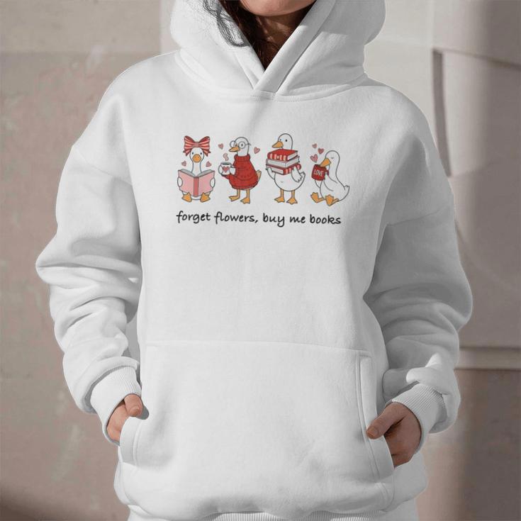 Forget Flowers Buy Me Books Silly-Goose Book Reading Lover Graphic Youth Hoodie