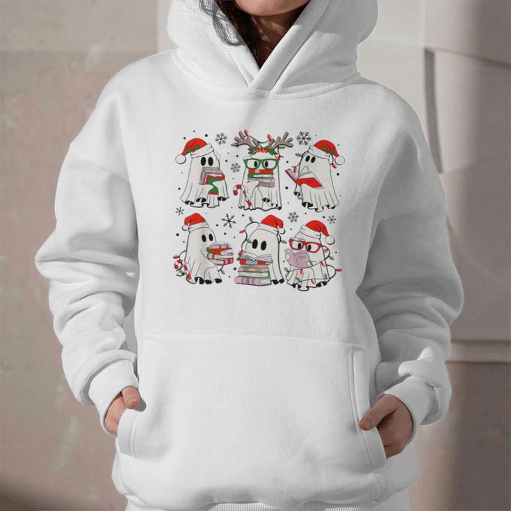 Ghost Book Reading Christmas Books Lover Teacher Kids Graphic Youth Hoodie Ghost Book Reading Christmas Books Lover Teacher Kids Graphic Youth Hoodie