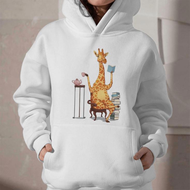 Giraffe Reading Tea Books Coffee Book Lover Graphic Graphic Youth Hoodie