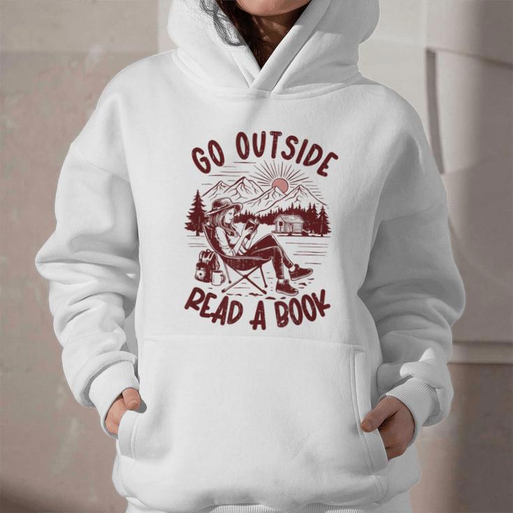 Go Outside Read a Book Vintage Bibliophiles Graphic Youth Hoodie