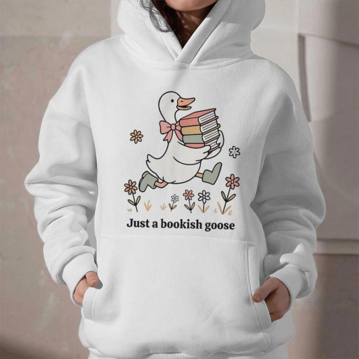 Goose With Books Cute Bookworm Reader Graphic Youth Hoodie