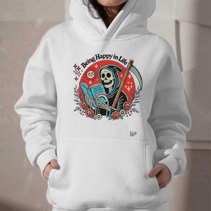 Grim Reaper Reads a Book Graphic Youth Hoodie