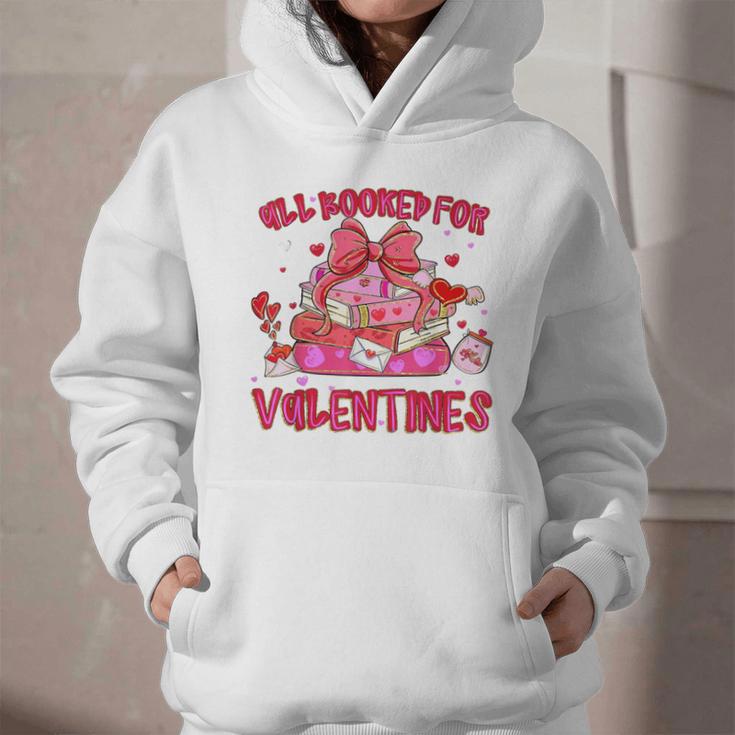 Groovy All Booked For Valentines Books Pink Coquette Bow Graphic Youth Hoodie