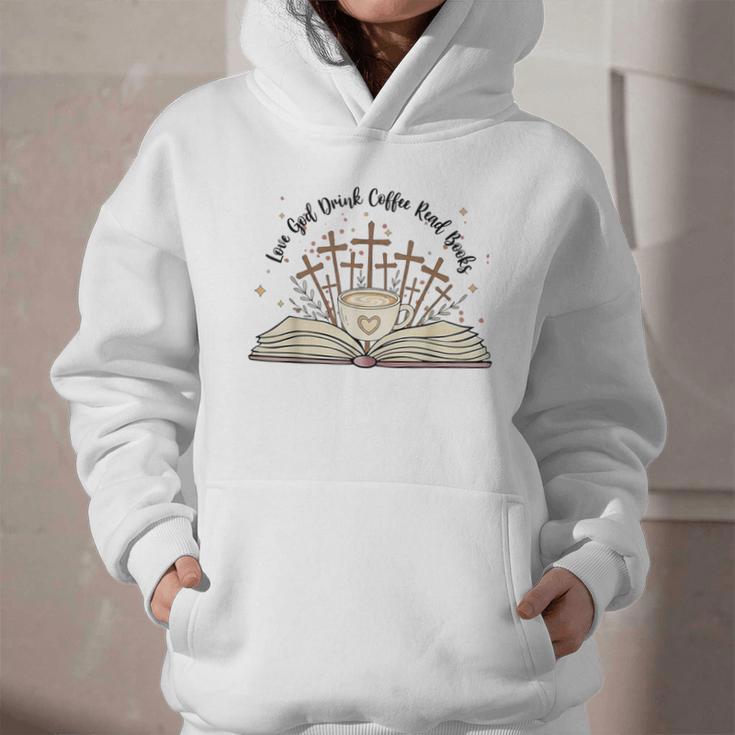 Groovy Flowers Love God Drink Coffee Read Books Christian Graphic Youth Hoodie