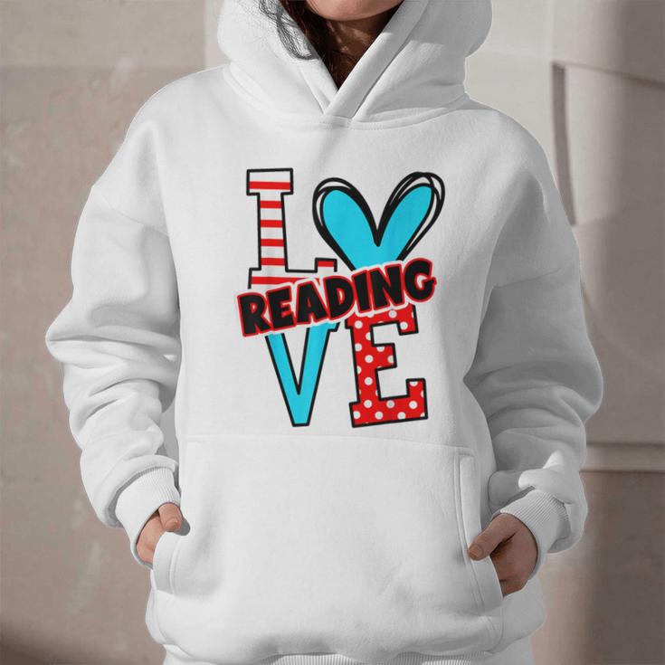 I Heart Books Love Reading Red And Stripe Animated Cat For Men Women Girls Kids Graphic Youth Hoodie
