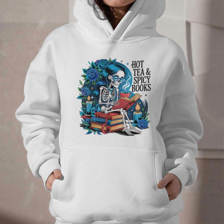 Hot Tea & Spicy Books Skeleton Reader Graphic Youth Hoodie Hot Tea & Spicy Books Skeleton Reader Graphic Youth Hoodie
