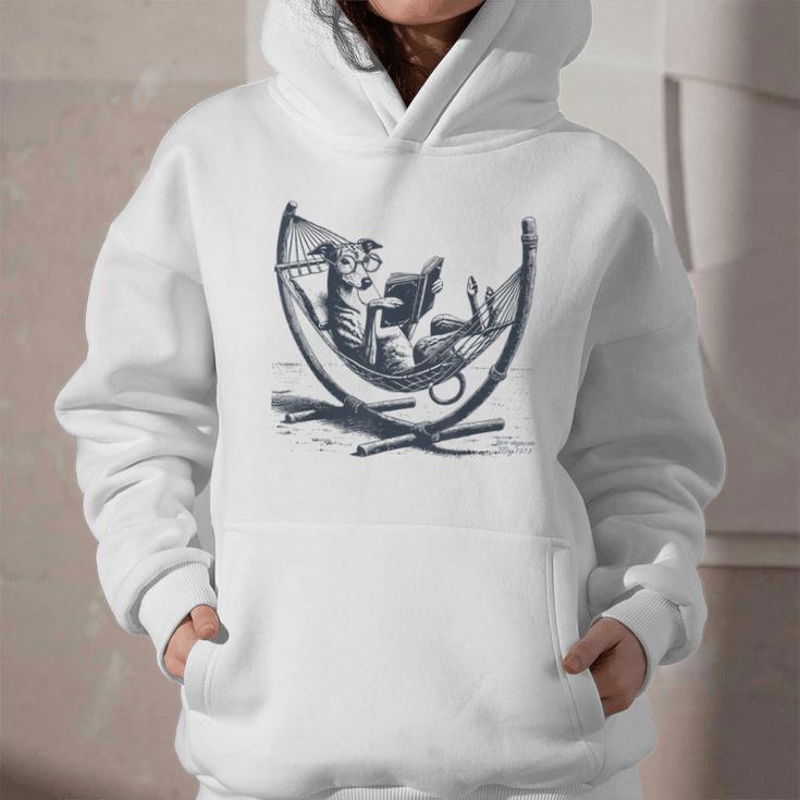 Italian Greyhound Whippet Dog Reading Book Hammock Iggy Mom Graphic Youth Hoodie