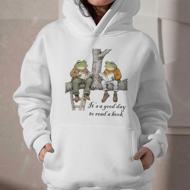 It's A Good Day To Read A Book Frog Toad Graphic Youth Hoodie