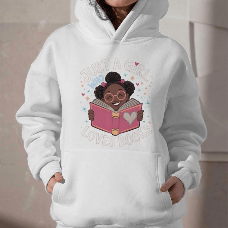 Just A Girl Who Loves Books Cute African American Afro Graphic Youth Hoodie