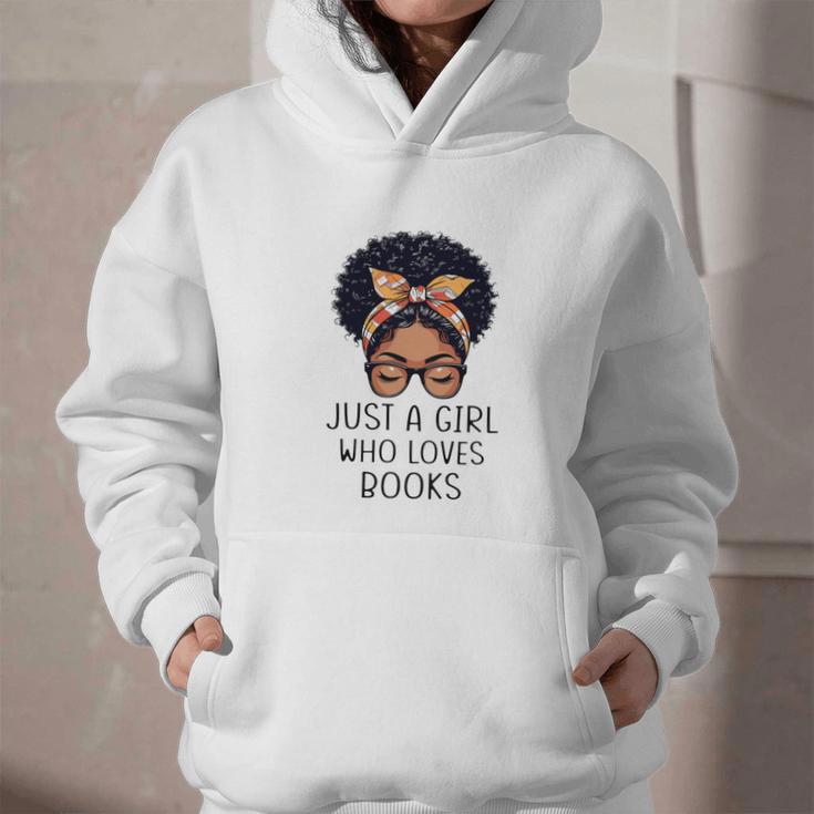 Just a Girl Who Loves Books Messy Bun Black Women Reading Graphic Youth Hoodie