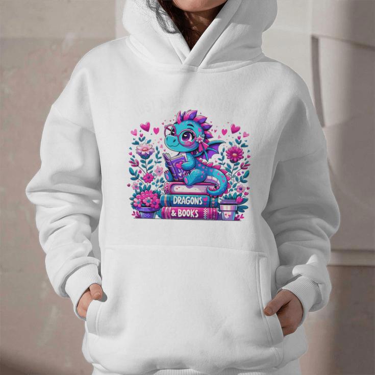 Just A Girl Who Loves Dragons And Books Cute Dragon Reading Premium Tri-Blend Graphic Youth Hoodie
