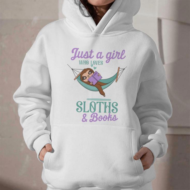 Just a Girl Who Loves Sloths And Books Graphic Youth Hoodie Just a Girl Who Loves Sloths And Books Graphic Youth Hoodie