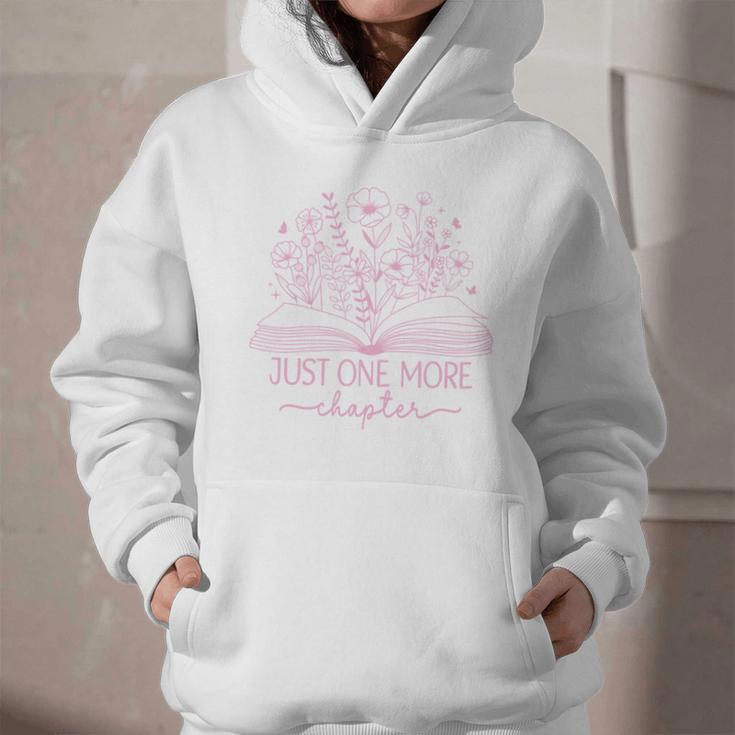 Just One More Chapter Bookish Book Reading Bright Hot Pink Graphic Youth Hoodie