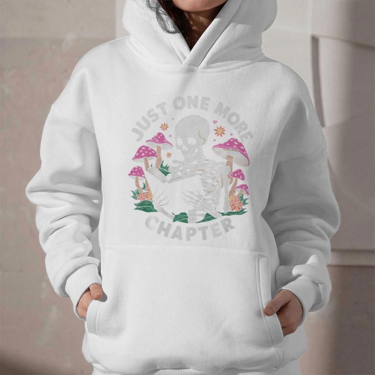 Just One More Chapter Mushrooms Gothic Skeleton Book Lover Premium Graphic Youth Hoodie