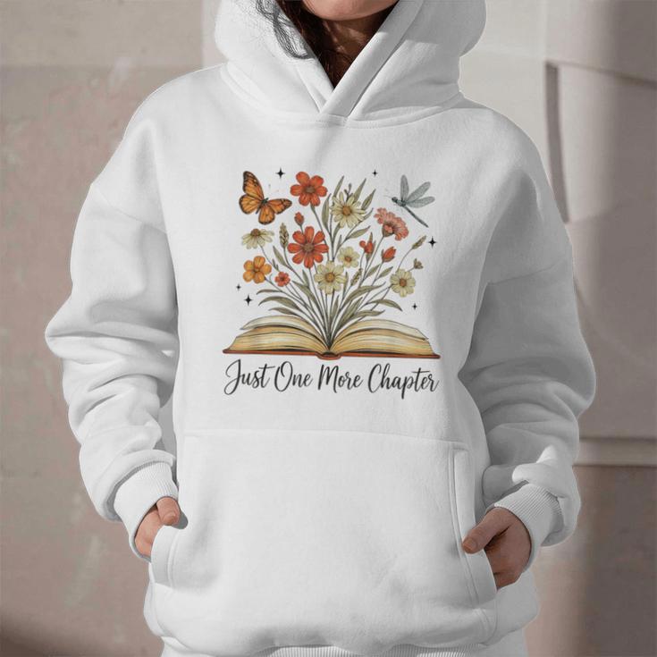 Just One More Chapter Open Book Flowers Graphic Youth Hoodie