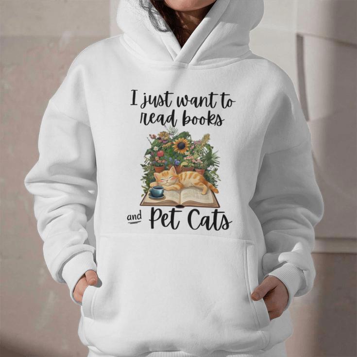 I Just Want To Read Books And Pet Cats Cat Lover Graphic Youth Hoodie