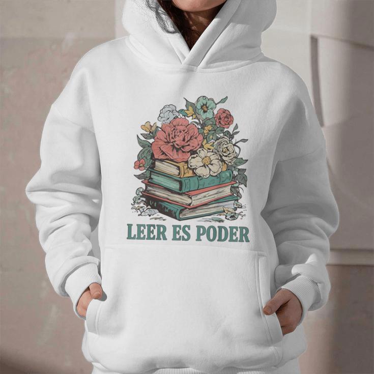 Leer ES Poder Cute Floral Spanish Teacher Book Reading Graphic Youth Hoodie