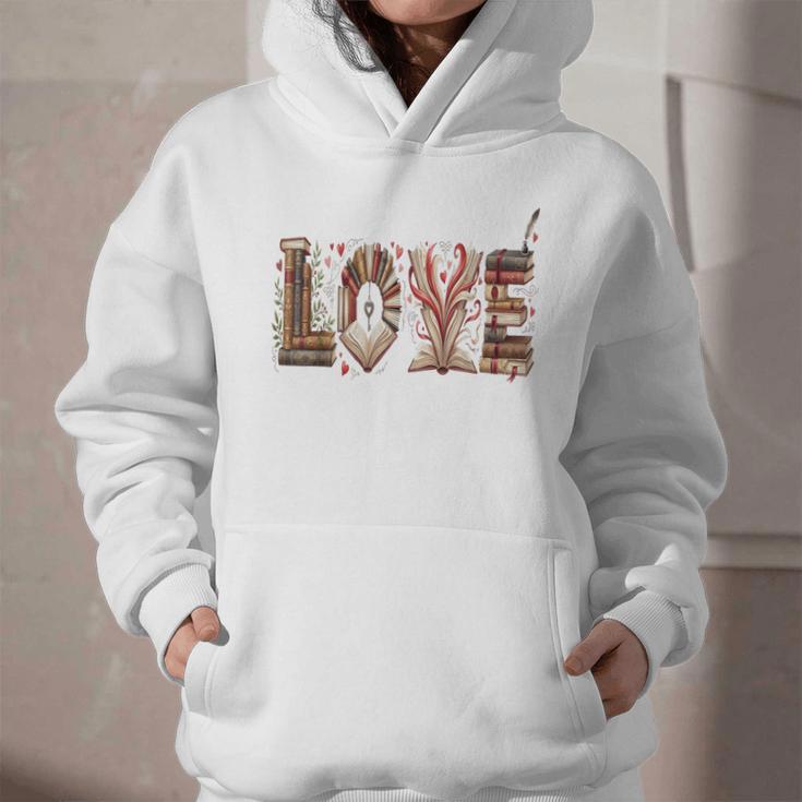 Librarian Reader Books Valentine Teacher Valentines Teach Graphic Youth Hoodie