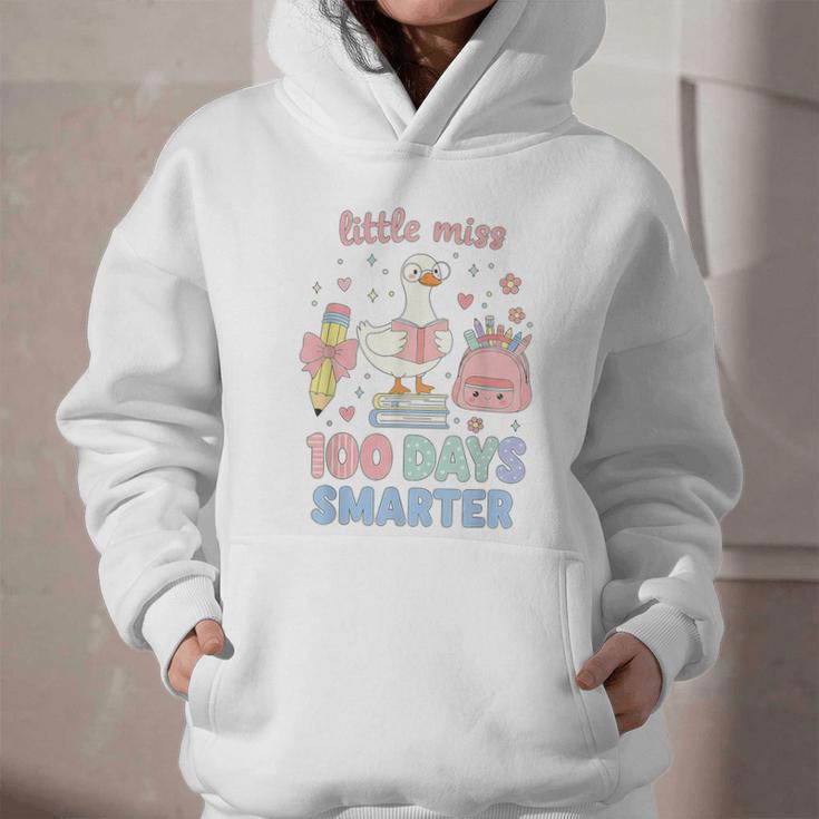 Little Miss 100 Days Smarter Cute Goose Reading Books Girls Graphic Youth Hoodie