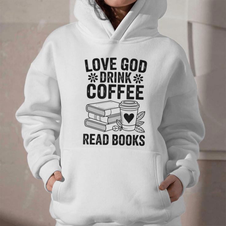 Love God Drink Coffee Read Books For Book Lovers Graphic Youth Hoodie