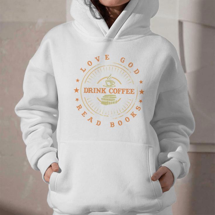Love God Drink Coffee Read Books Lovers Vintage Graphic Youth Hoodie