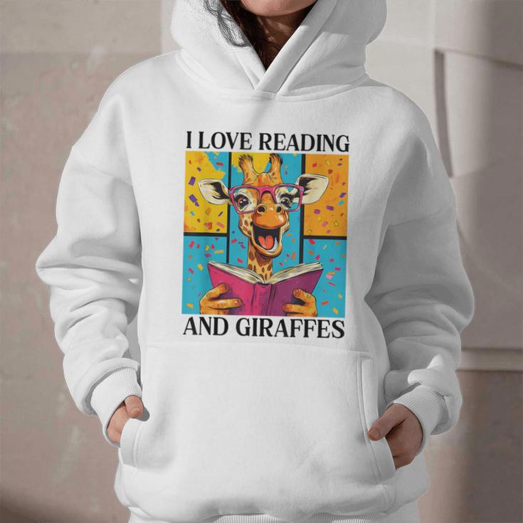 Love Reading And Giraffes Cute Giraffe Reading Book Lovers Graphic Youth Hoodie
