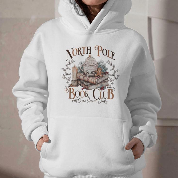 North Pole Book-Club Hot Cocoa Served Daily Christmas Book Graphic Youth Hoodie