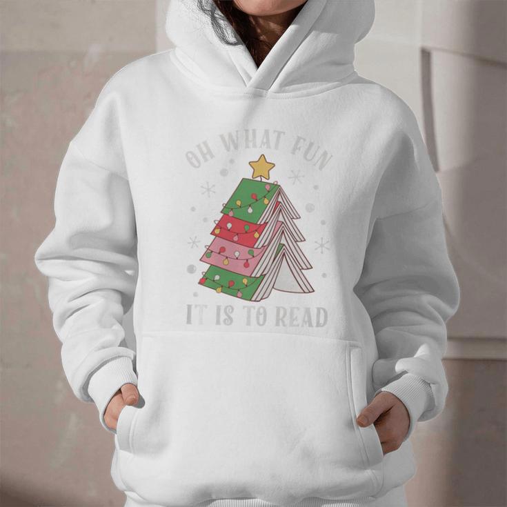 Oh What Fun It Is To Read Book Christmas Tree Premium Tri-Blend Graphic Youth Hoodie