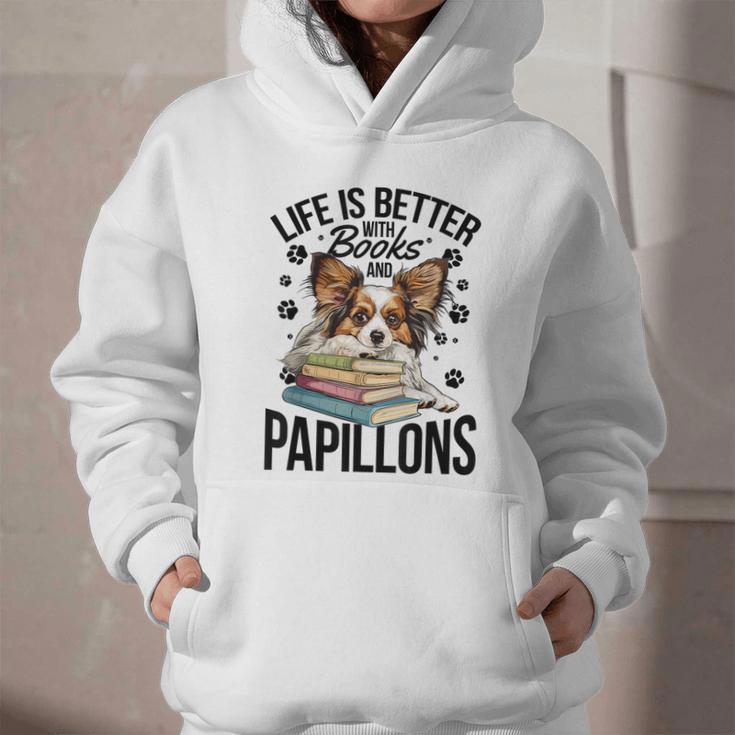 Papillon Dog Breed Life Is Better With Books And Papillons Graphic Youth Hoodie