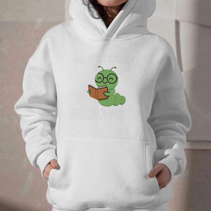 Professional Bookworm Reading Lover Cute Worm Glasses Book Graphic Youth Hoodie