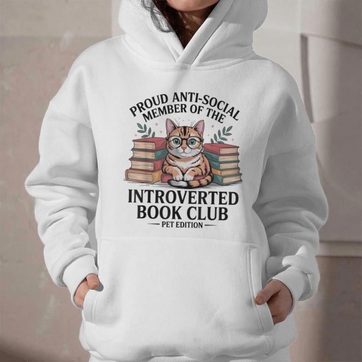 Proud Introverted Book Club Anti Social Reader Pet Cat Graphic Youth Hoodie