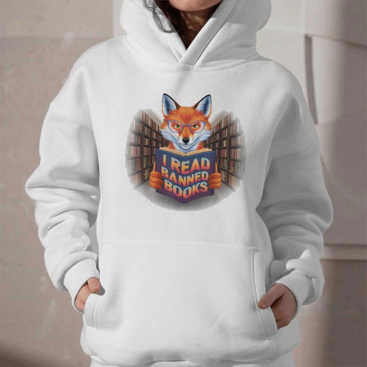 I Read Banned Books Sly Fox Reading Books Graphic Youth Hoodie
