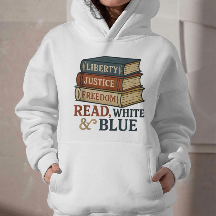 Read Blue Liberty Books July 4th Independence Graphic Youth Hoodie