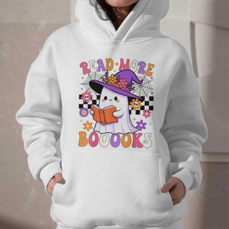 Read More Books Ghost Reading Book Teacher Halloween Graphic Youth Hoodie
