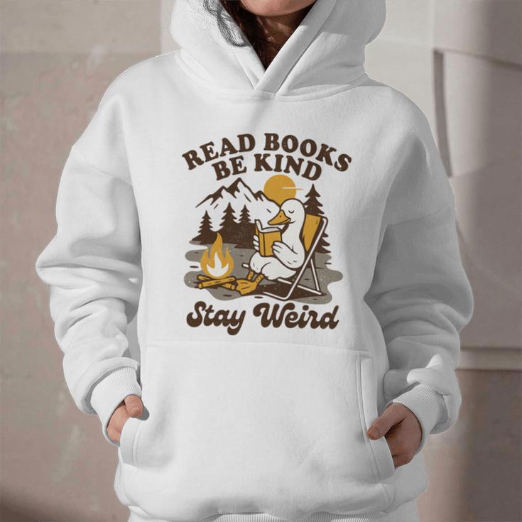 Read Books Be Kind Stay Weird Bookish Silly Goose Reading Graphic Youth Hoodie