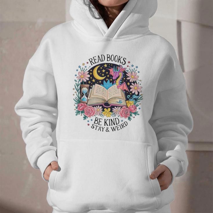 Read Books Be Kind Stay Weird Dragon Graphic Youth Hoodie