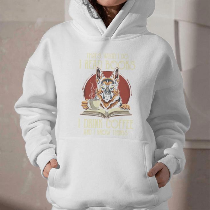 i Read Books And i Know Things German Shepherd Coffee Books Graphic Youth Hoodie