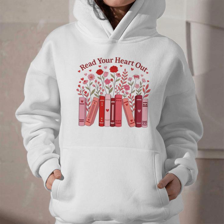 Read Your Heart Out Teacher Valentines Day Reading Book Graphic Youth Hoodie