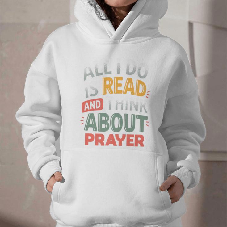 Read And Think About Prayer Faith & Book Lover Premium Graphic Youth Hoodie